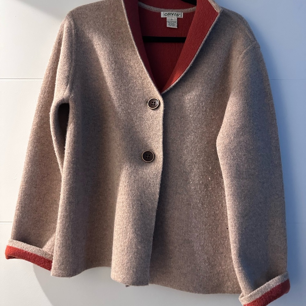 Orvis Tan and Red Blazer with Wool Blend